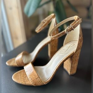 Sam Edelman Cork Strappy Heel Size 8